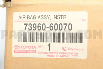 Toyota 7396060070 AIR BAG ASSY, INSTRUMENT PANEL PASSENGER W/O DOOR