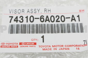 Toyota 743106A020A1 VISOR ASSY, RH