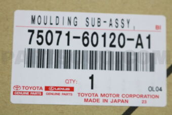 Toyota 7507160120A1 MOULDING SUB-ASSY, FRONT DOOR, OUTSIDE RH