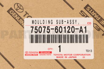 Toyota 7507560120A1 MOULDING SUB-ASSY, REAR DOOR, OUTSIDE RH