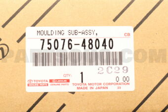 Toyota 7507648040 MOULDING SUB-ASSY, REAR DOOR, OUTSIDE LH