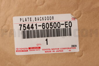 Toyota 7544160500E0 PLATE, BACK DOOR NAME, NO.3
