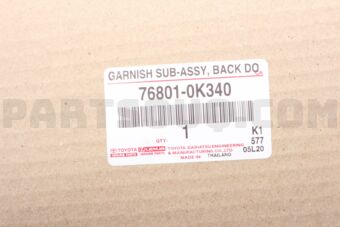 Toyota 768010K340 GARNISH SUB-ASSY