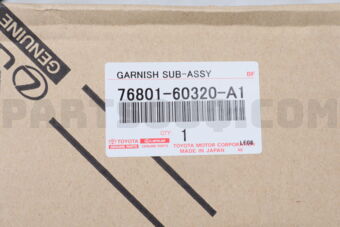 Toyota 7680160320A1 GARNISH SUB-ASSY, BACK DOOR, OUTSIDE