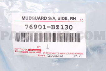 Toyota 76901BZ130 MUDGUARD SUB-ASSY S
