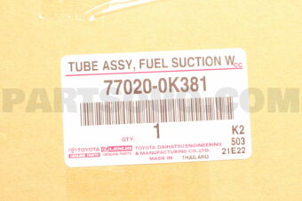 Toyota 770200K381 TUBE ASSY FUEL