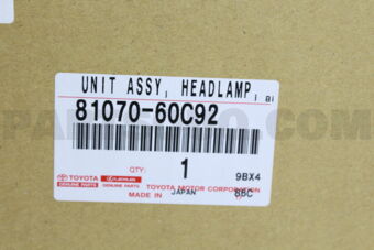 Toyota 8107060C92 UNIT ASSY, HEADLAMP, LH