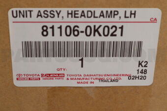 Toyota 811060K021 UNIT ASSY HEADLAMP