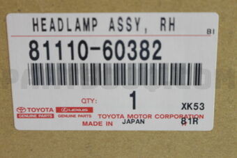 Toyota 8111060382 HEADLAMP ASSY, RH