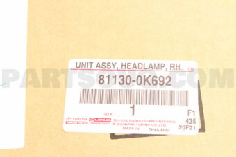 Toyota 811300K692 UNIT ASSY HEADLAMP