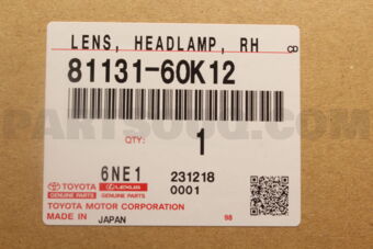 Toyota 8113160K12 LENS HEADLAMP RH