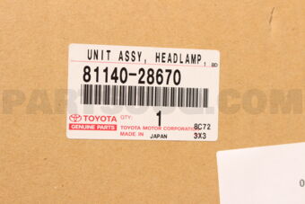 Toyota 8114028670 UNIT ASSY, HEADLAMP, RH