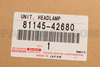 Toyota 8114542680 UNIT, HEADLAMP