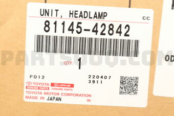 Toyota 8114542842 UNIT, HEADLAMP