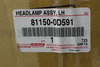 Toyota 811500D591 HEADLAMP ASSY, LH