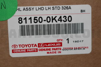 Toyota 811500K430 HEADLAMP ASSY, LH