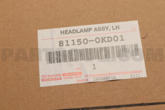 Toyota 811500KD01 HEADLAMP ASSY, LH