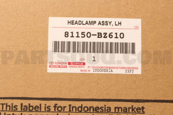 Toyota 81150BZ610 HEADLAMP ASSY LH