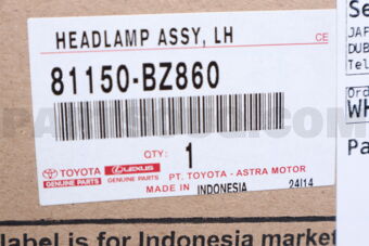 Toyota 81150BZ860 HEADLAMP ASSY, LH