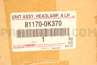 Toyota 811700K370 UNIT ASSY, HEADLAMP, LH