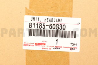 Toyota 8118560G30 UNIT ASSY, HEADLAMP, LH