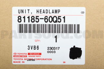 Toyota 8118560Q51 UNIT HEADLAMP