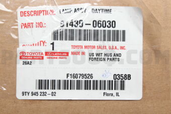 Toyota 8143006030 LAMP ASSY, FRONT TURN SIGNAL, RH