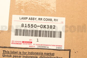 Toyota 815500K382 LAMP ASSY RR COMBIN