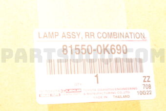 Toyota 815500K690 LAMP ASSY RR COMBIN