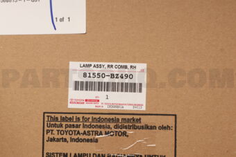 Toyota 81550BZ490 LAMP ASSY RR COMBIN