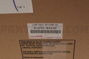 Toyota 81550BZ490 LAMP ASSY RR COMBIN