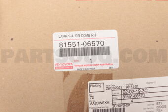 Toyota 8155106570 LENS & BODY, REAR COMBINATION LAMP, RH
