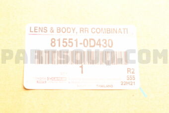 Toyota 815510D430 LENS & BODY, REAR COMBINATION LAMP, RH