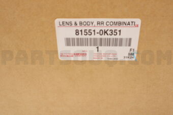 Toyota 815510K351 LENS & BODY RR