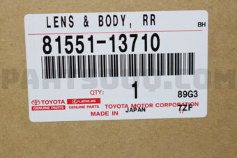 Toyota 8155113710 LENS & BODY, REAR COMBINATION LAMP, RH