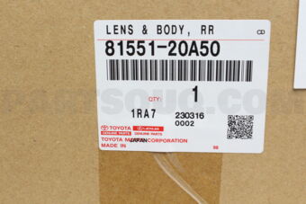 Toyota 8155120A50 LENS & BODY, REAR COMBINATION LAMP, RH