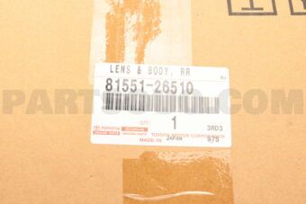 Toyota 8155126510 LENS & BODY RR