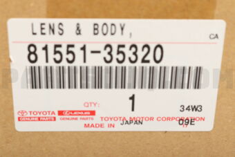 Toyota 8155135320 LENS, REAR COMBINATION LAMP, RH