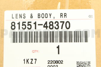 Toyota 8155148370 LENS & BODY RR