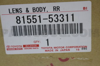 Toyota 8155153311 LENS & BODY RR