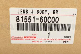 Toyota 8155160C00 LENS & BODY RR