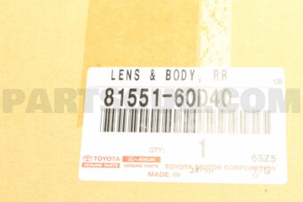 Toyota 8155160D40 LENS & BODY RR
