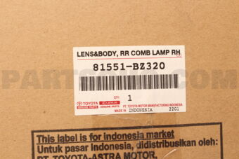 Toyota 81551BZ320 LENS & BODY, RR COMB