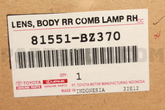 Toyota 81551BZ370 LENS & BODY RR COMB