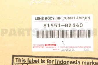 Toyota 81551BZ440 LENS & BODY, RR COMB
