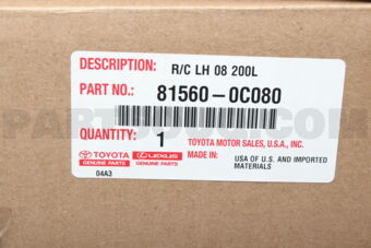 Toyota 815600C080 LAMP ASSY, REAR COMBINATION, LH