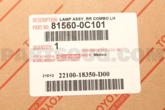Toyota 815600C101 LAMP ASSY, RR