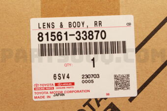 Toyota 8156133870 LENS & BODY, RR