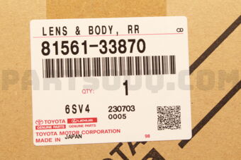 Toyota 8156133870 LENS & BODY, RR