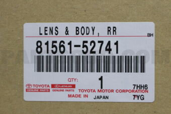 Toyota 8156152741 LENS & BODY, REAR COMBINATION LAMP, LH